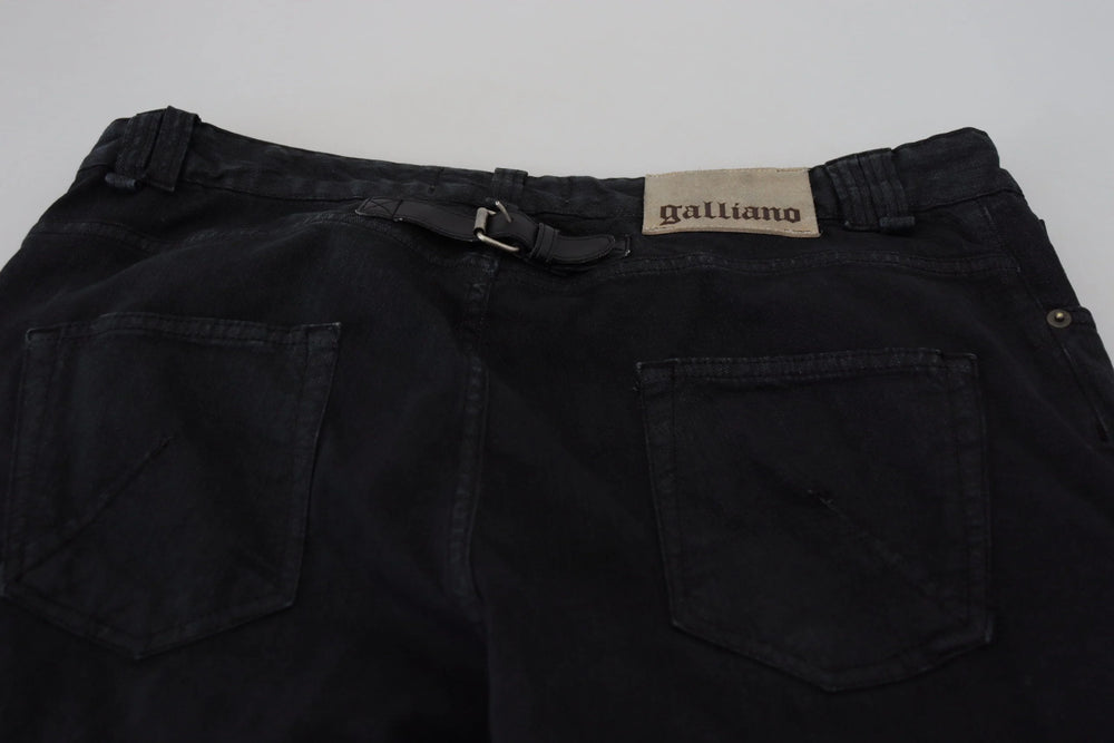 John Galliano Black Cotton Back Buckle Casual Denim Jeans - IT44 | XS - Jeans