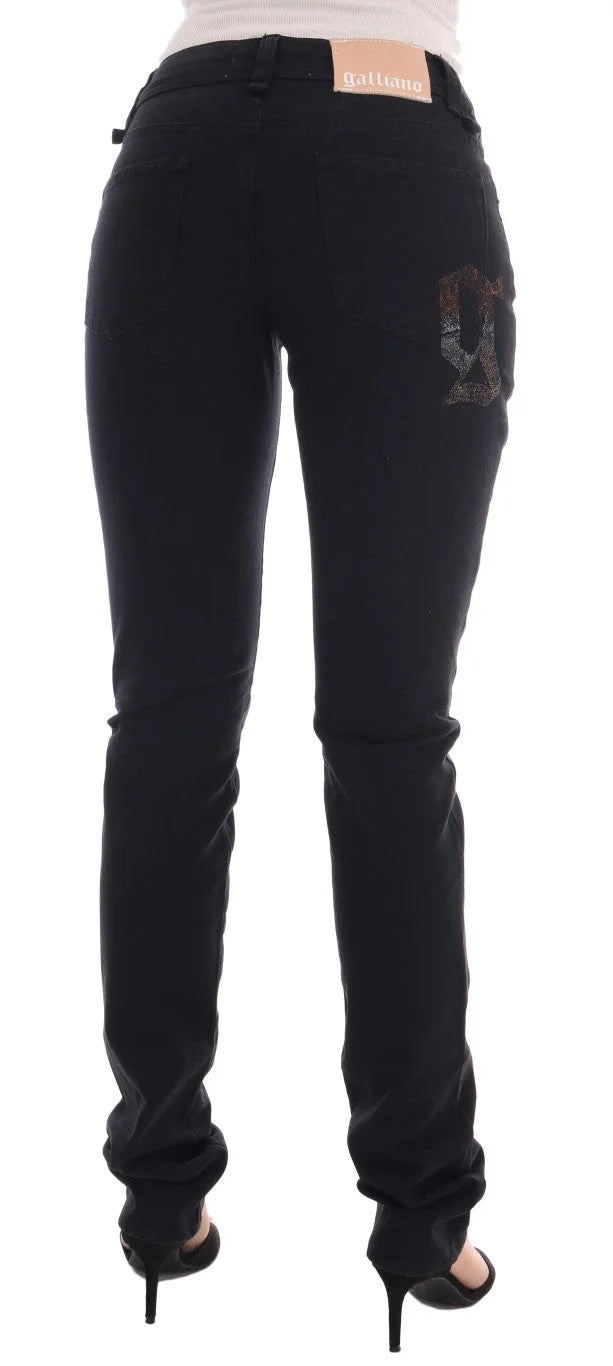 John Galliano Black Cotton Denim Stretch Regular Fit Jeans - Jeans