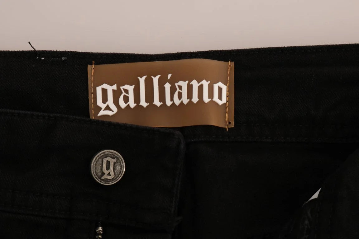 John Galliano Black Cotton Denim Stretch Regular Fit Jeans - Jeans