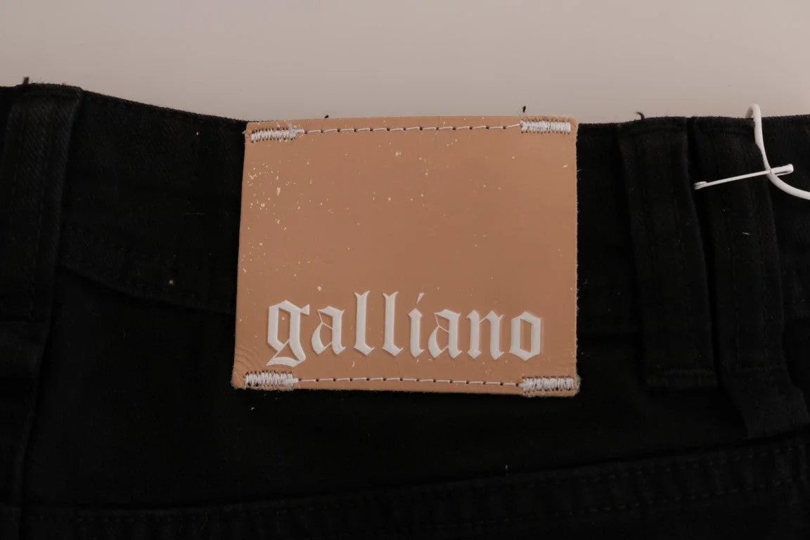 John Galliano Black Cotton Denim Stretch Regular Fit Jeans - Jeans
