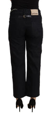 John Galliano Black Cotton Flared Cropped High Waist Denim Jeans - W30 - Jeans