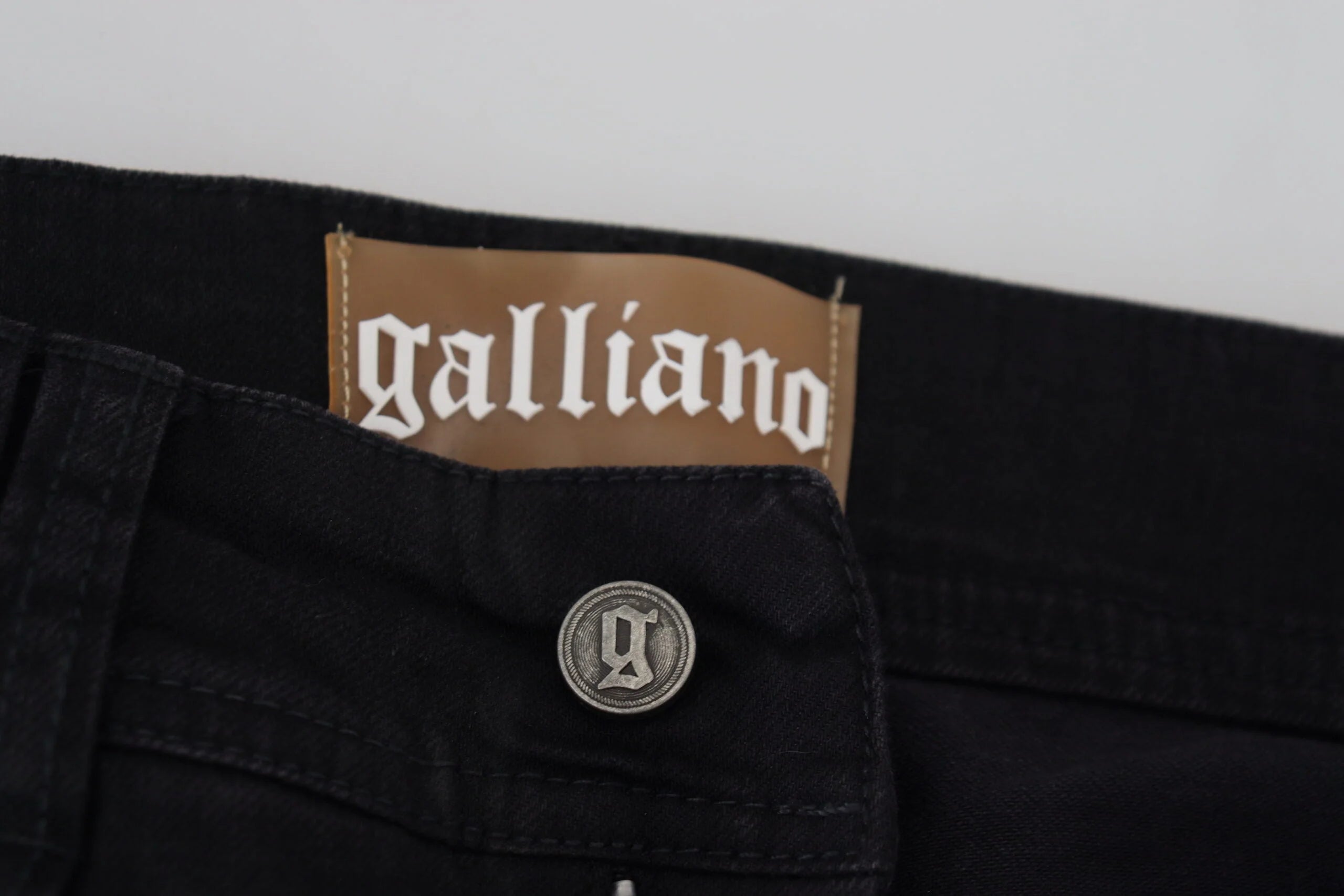 John Galliano Black Cotton Mid Waist Skinny Slim Fit Denim Jeans - W28 - Jeans