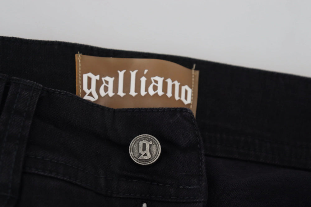 John Galliano Black Cotton Mid Waist Skinny Slim Fit Denim Jeans - W28 - Jeans