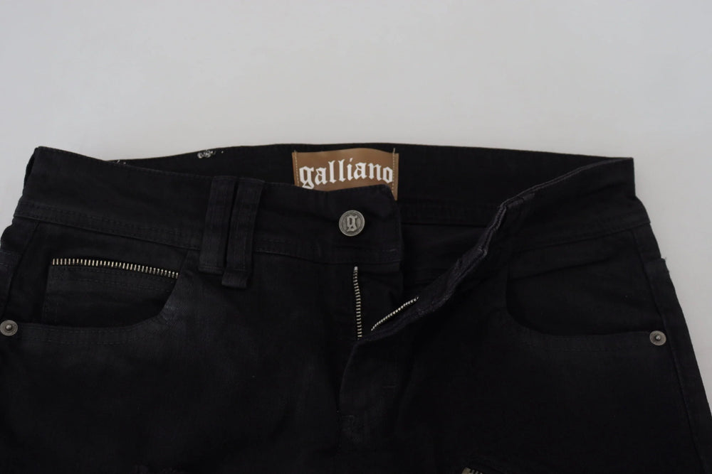John Galliano Black Cotton Mid Waist Skinny Slim Fit Denim Jeans - W28 - Jeans