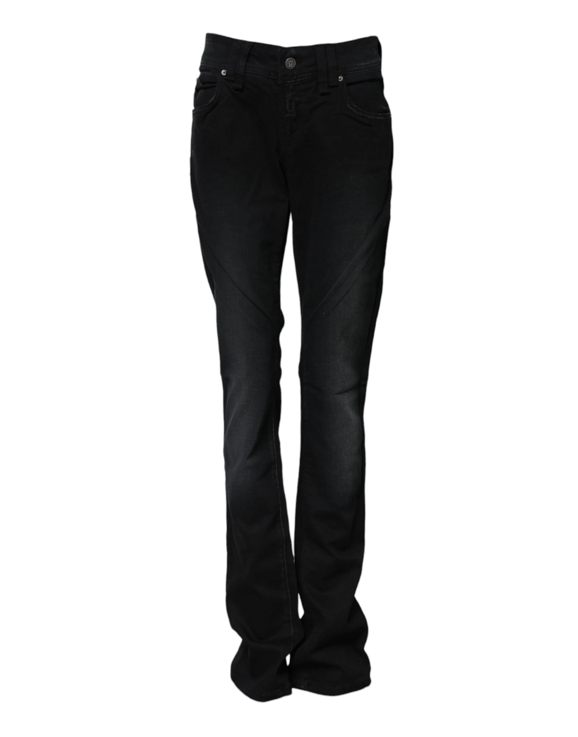 John Galliano Black Cotton Mid Waist Tapered Denim Jeans - Jeans