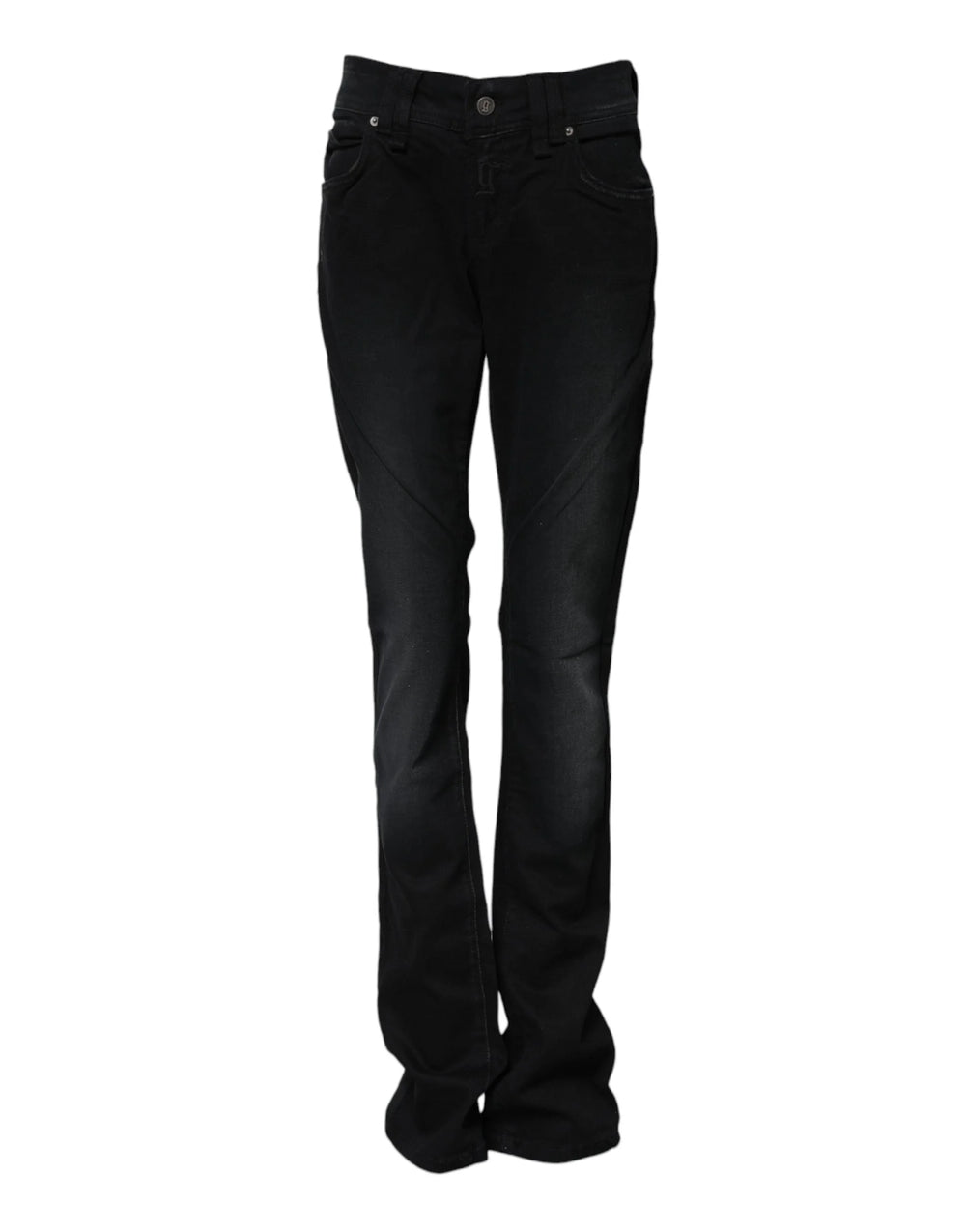 John Galliano Black Cotton Mid Waist Tapered Denim Jeans - Jeans