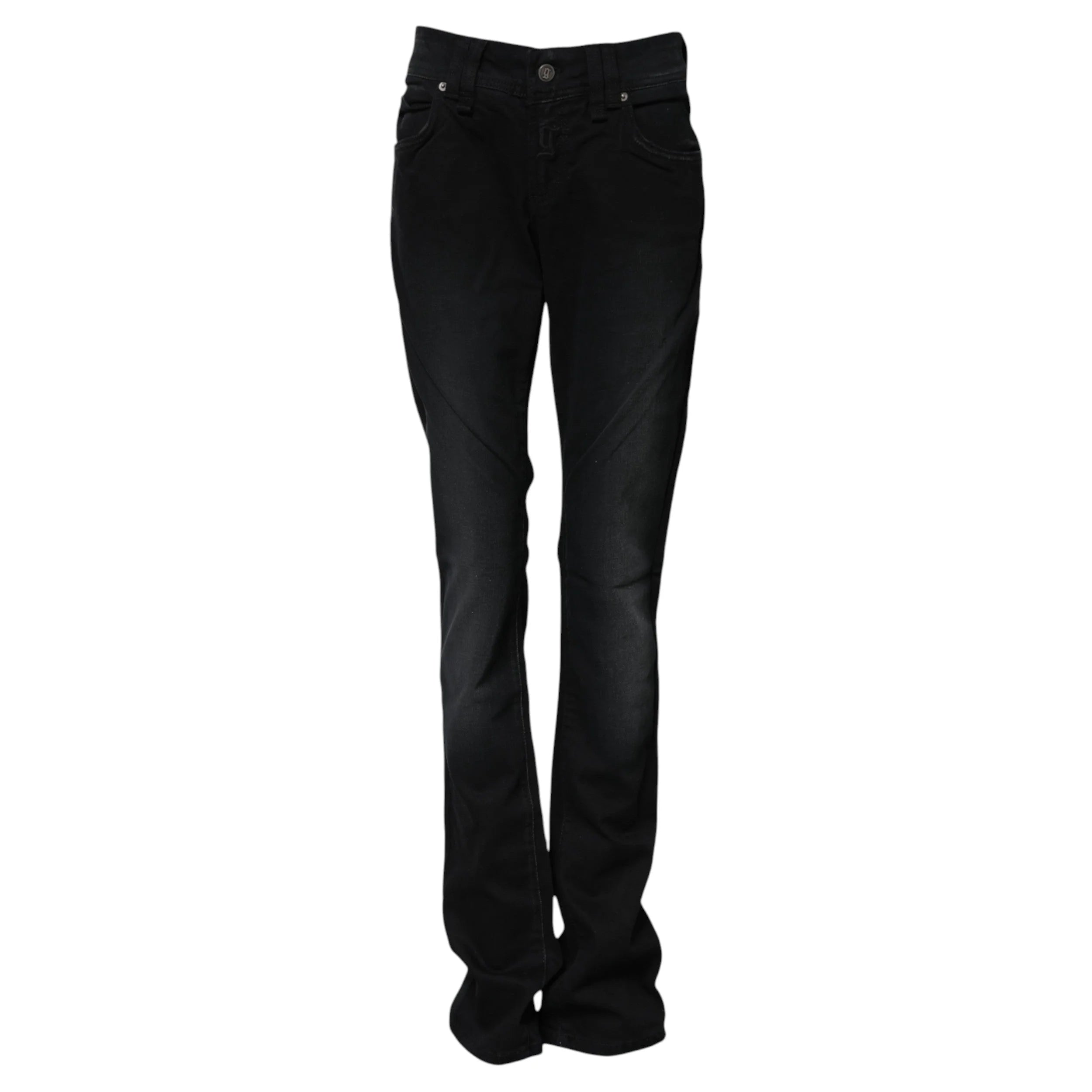 John Galliano Black Cotton Mid Waist Tapered Denim Jeans - Jeans