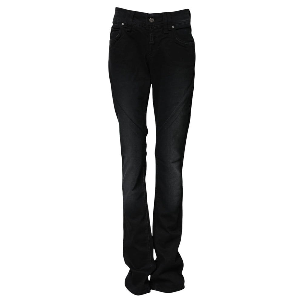 John Galliano Black Cotton Mid Waist Tapered Denim Jeans - Jeans