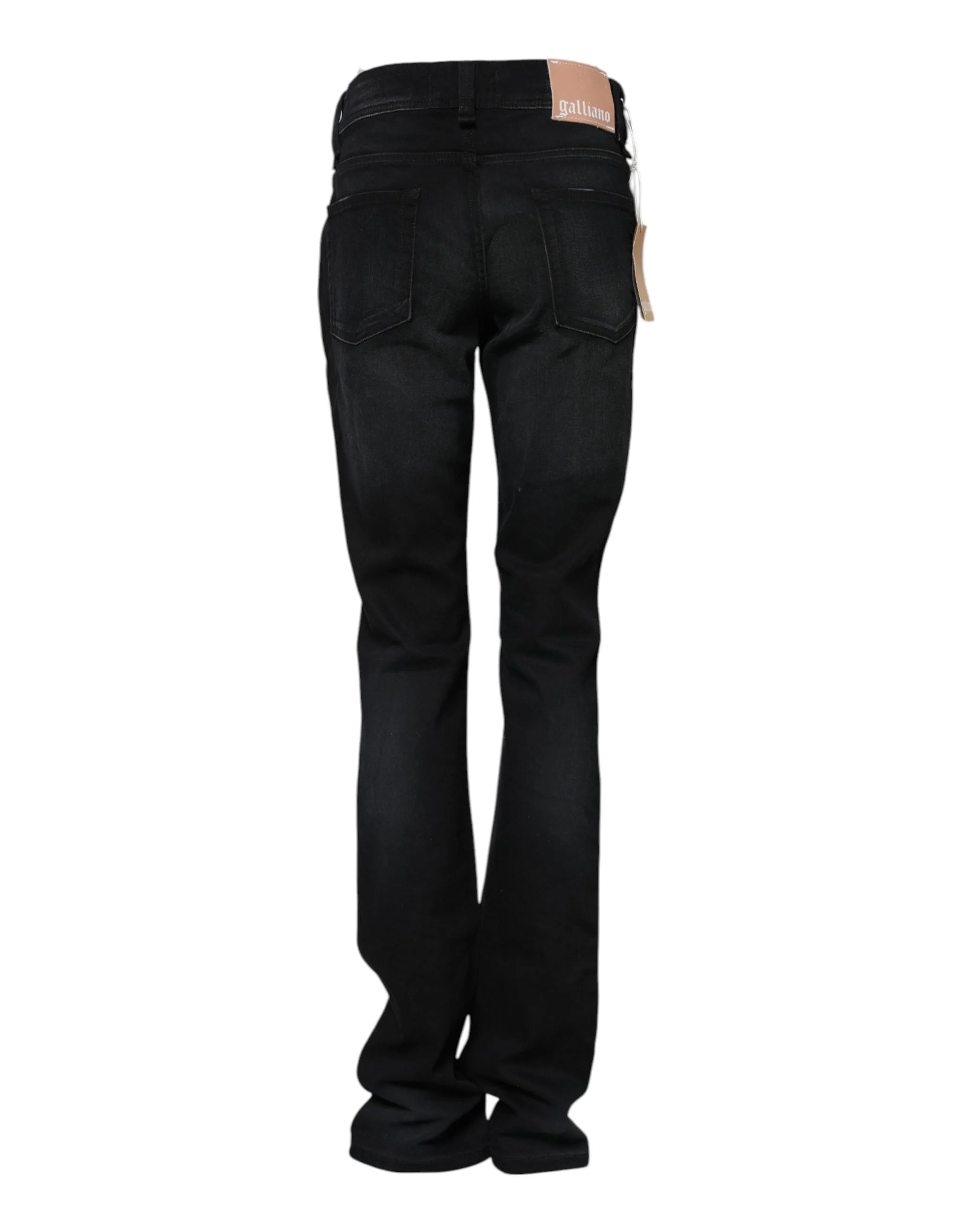 John Galliano Black Cotton Mid Waist Tapered Denim Jeans - Jeans