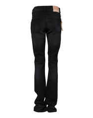 John Galliano Black Cotton Mid Waist Tapered Denim Jeans - Jeans