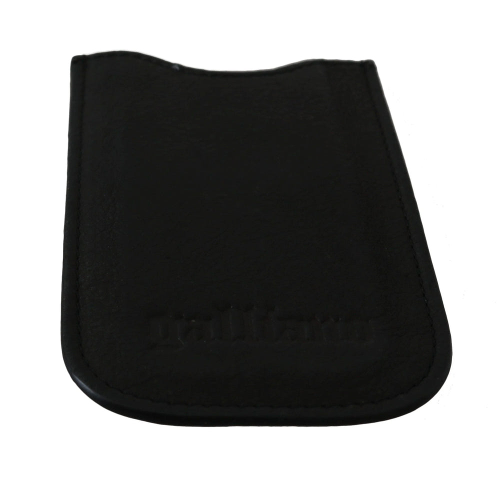 John Galliano Black Leather Multifunctional Men ID Bill Card Holder Wallet - Wallets