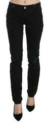 John Galliano Black Low Waist White Paint Skinny Denim Pants Jeans - W30