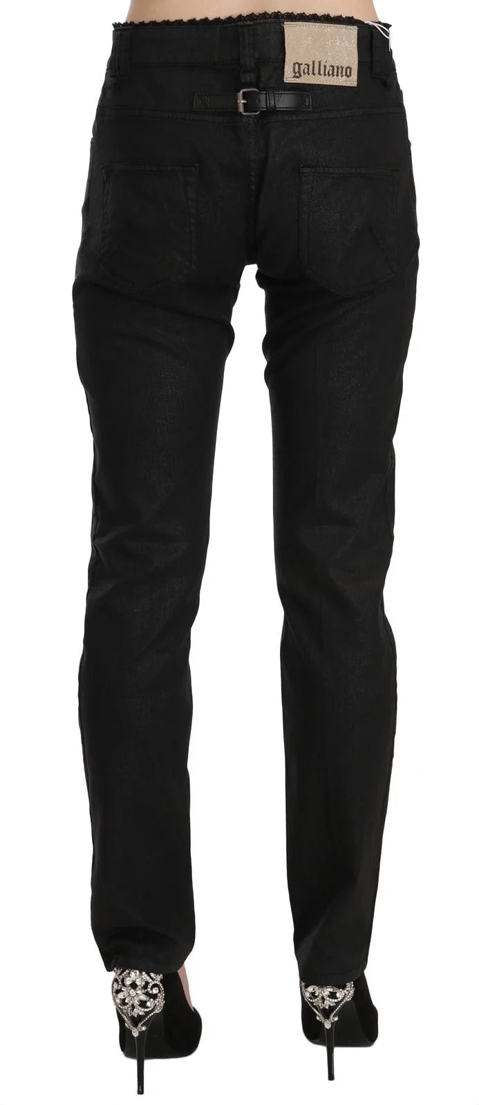 John Galliano Black Mid Waist Skinny Cotton Casual Denim Jeans - IT40|S