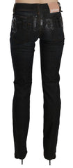 John Galliano Black Mid Waist Slim Fit Corduroy Denim Casual Pants - Jeans