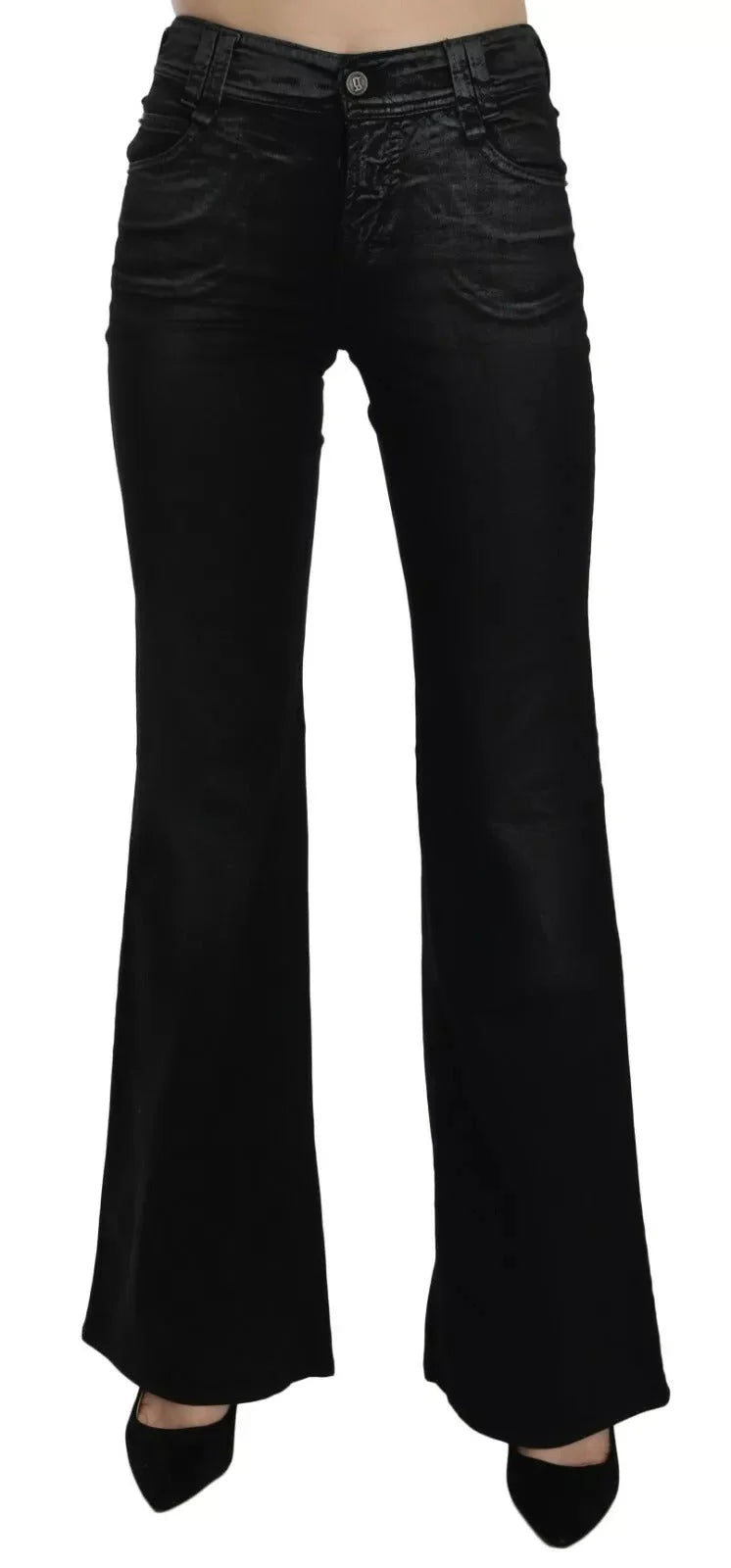 John Galliano Black Washed High Waist Flared Denim Casual Pants Jeans - Jeans