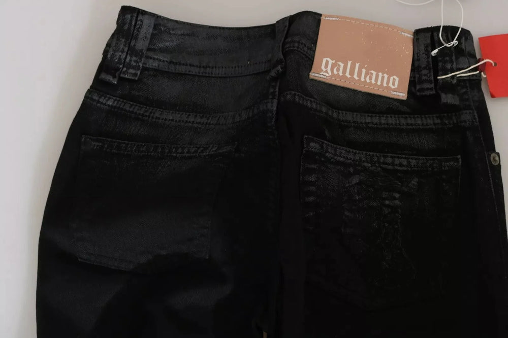 John Galliano Black Washed High Waist Flared Denim Casual Pants Jeans - Jeans