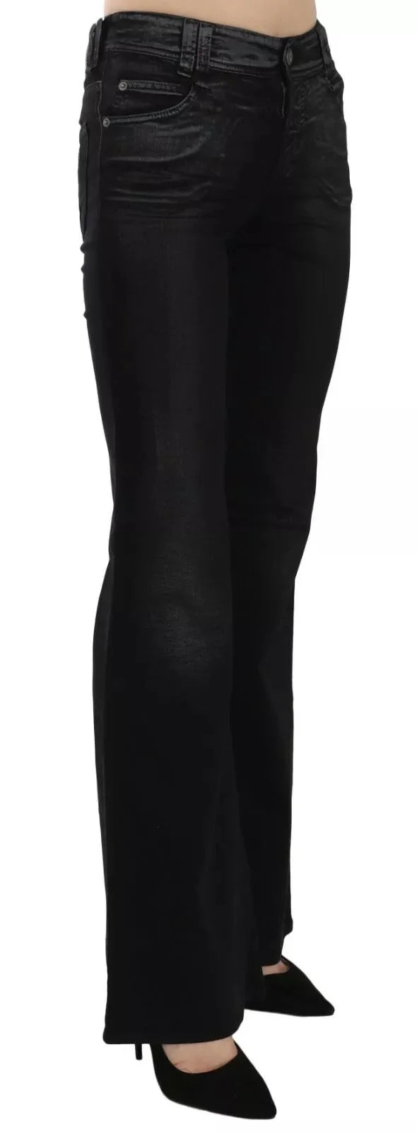 John Galliano Black Washed High Waist Flared Denim Casual Pants Jeans - Jeans