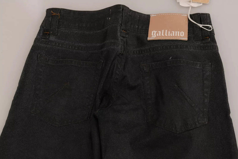 John Galliano Black Washed Low Waist Regular Leg Denim Pants - Jeans