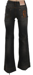 John Galliano Black Washed Mid Waist Flared Denim Casual Jeans - Jeans