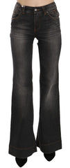 John Galliano Black Washed Mid Waist Flared Denim Casual Jeans - Jeans