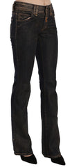 John Galliano Black Washed Mid Waist Flared Denim Pants Cotton - Jeans