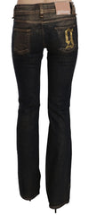 John Galliano Black Washed Mid Waist Flared Denim Pants Cotton - Jeans