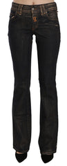 John Galliano Black Washed Mid Waist Flared Denim Pants Cotton - Jeans