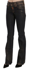 John Galliano Black Washed Mid Waist Flared Denim Pants Cotton - Jeans