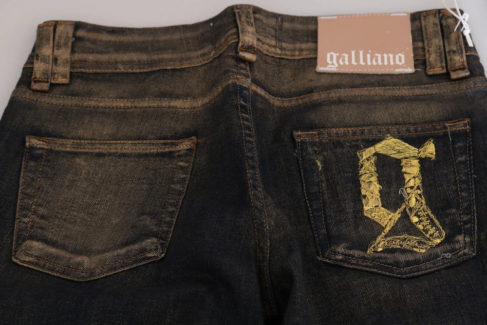 John Galliano Black Washed Mid Waist Flared Denim Pants Cotton - Jeans