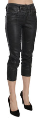 John Galliano Black Washed Mid Waist Slim Leg Cropped Denim Pants - Jeans