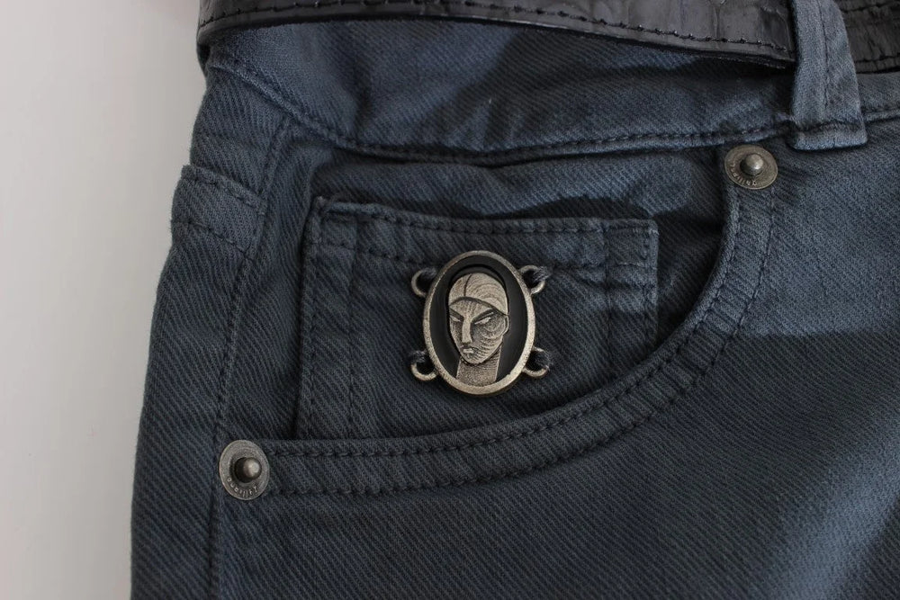 John Galliano Blue Cotton Blend Slim Fit High Waist Jeans - W26 - Jeans