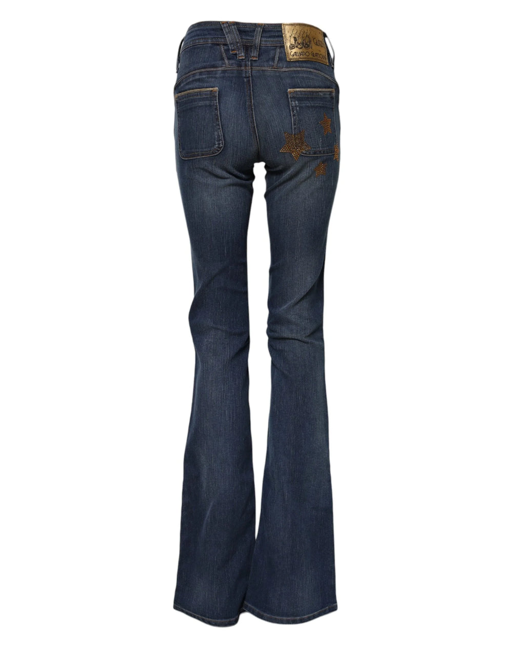 John Galliano Blue Cotton Mid Waist Wide Leg Denim Jeans - Jeans