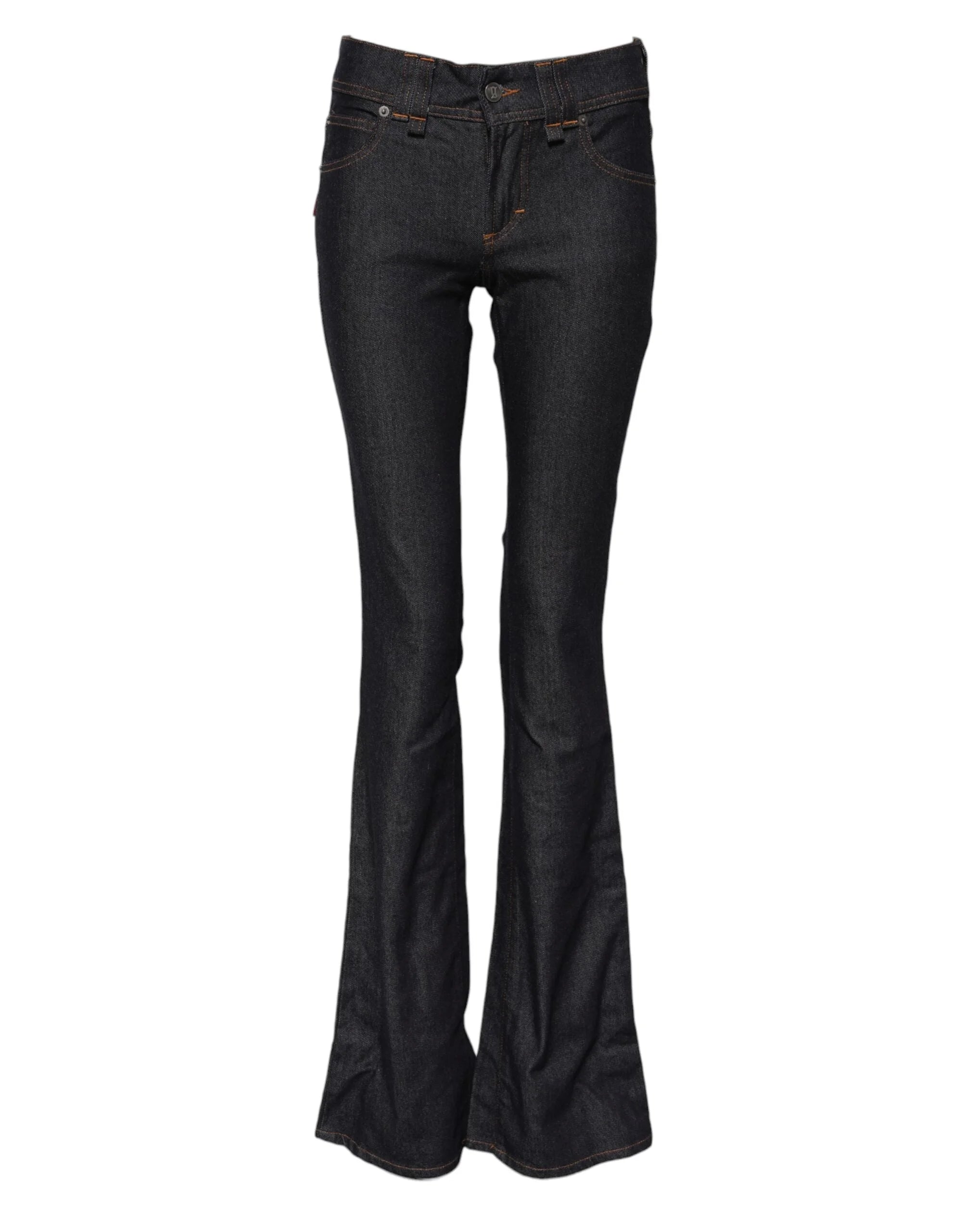 John Galliano Blue Mid Waist Cotton Wide Leg Denim Jeans - W25