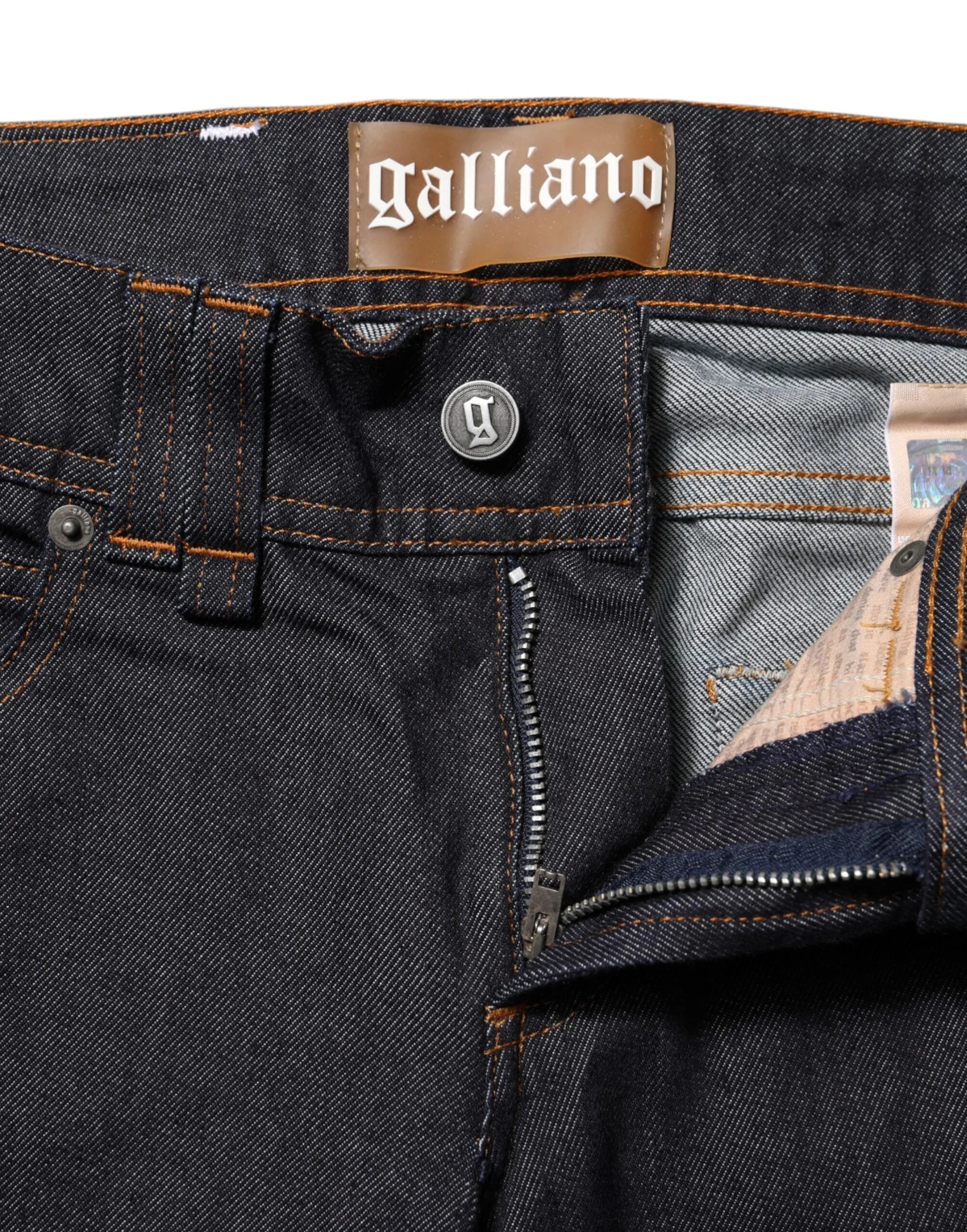 John Galliano Blue Mid Waist Cotton Wide Leg Denim Jeans - W25