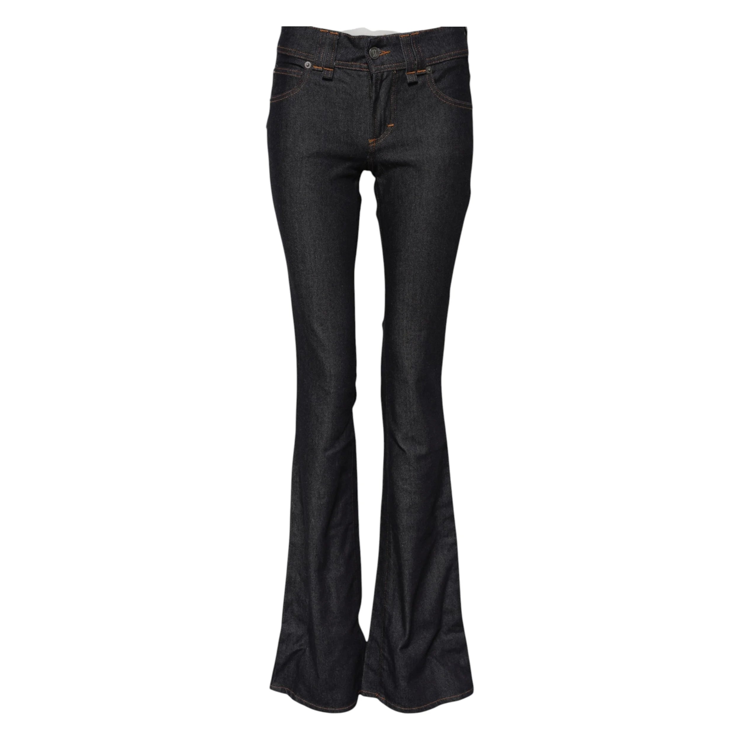John Galliano Blue Mid Waist Cotton Wide Leg Denim Jeans - W25