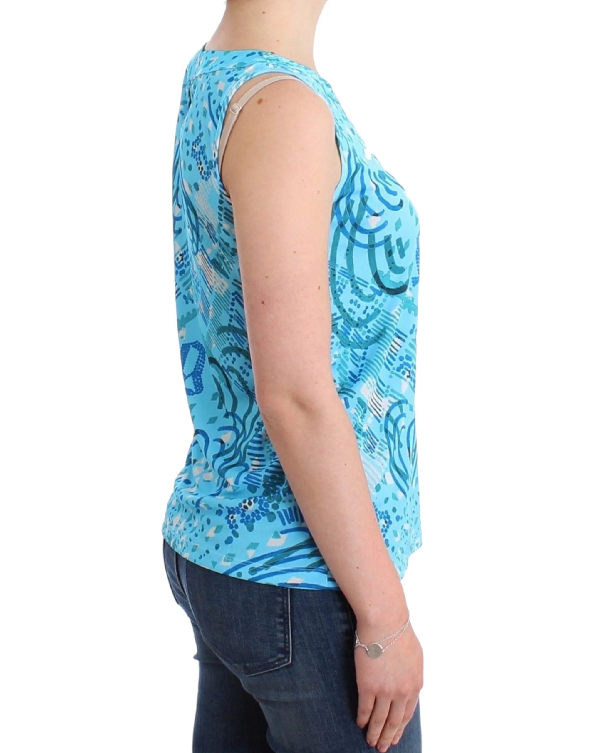 John Galliano Blue printed tank top - Tank Tops