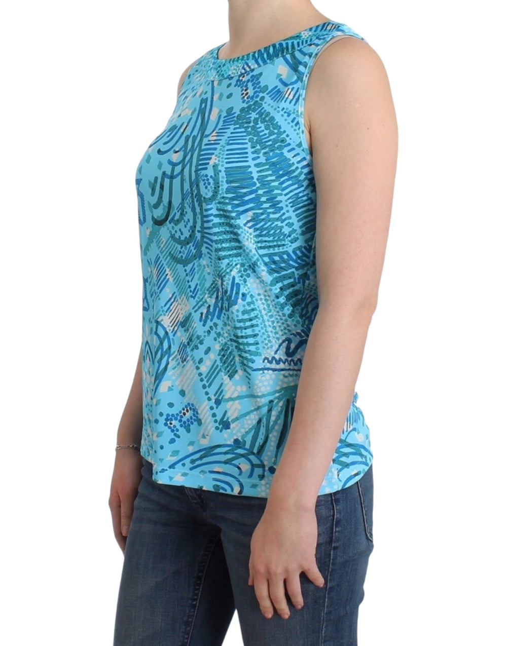 John Galliano Blue printed tank top - Tank Tops