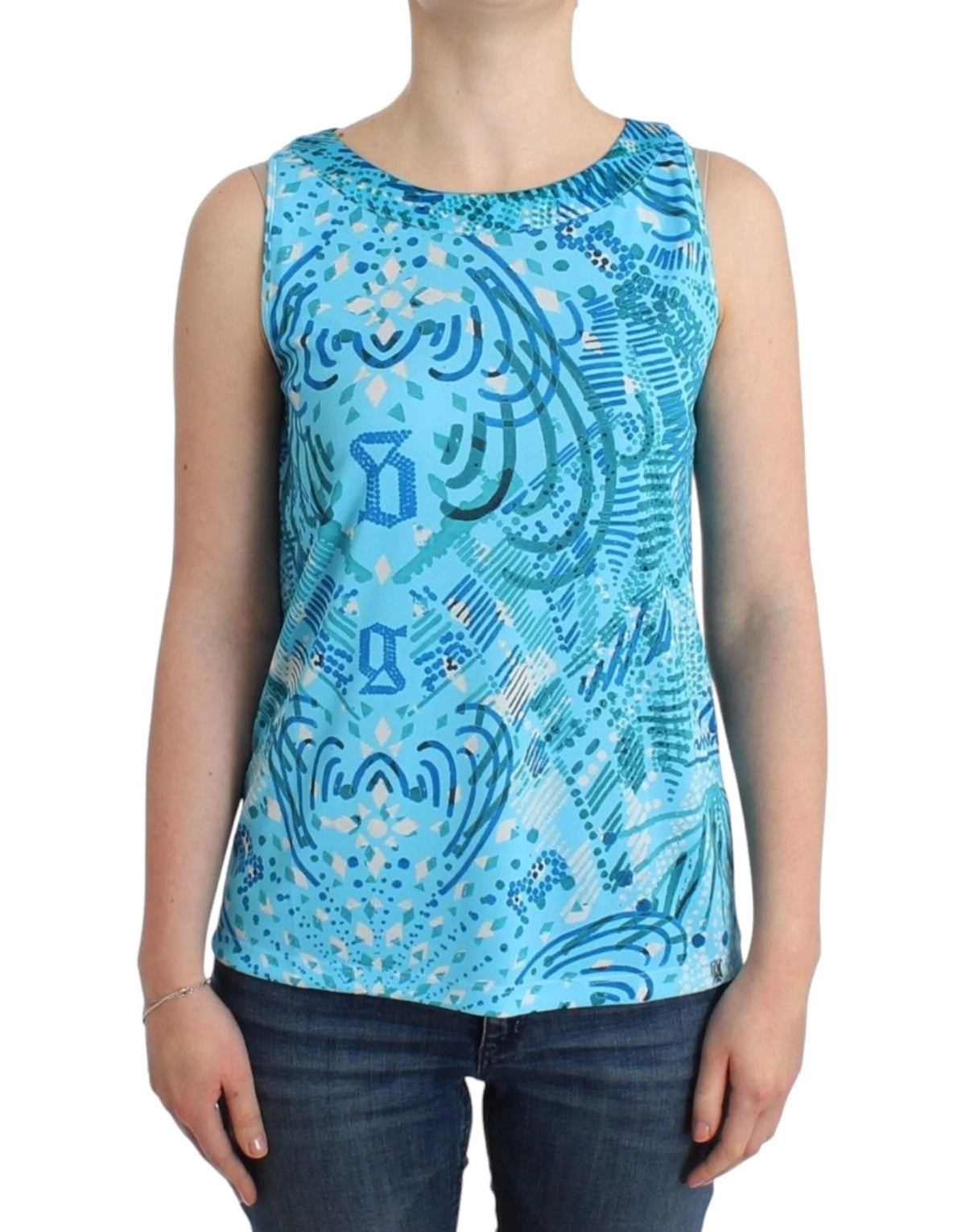 John Galliano Blue printed tank top - Tank Tops