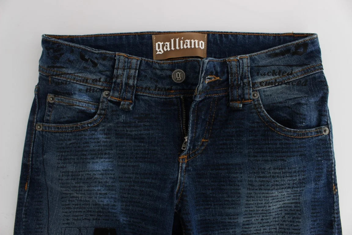 John Galliano Blue Wash Cotton Blend Slim Fit Bootcut Jeans - W26 - Jeans