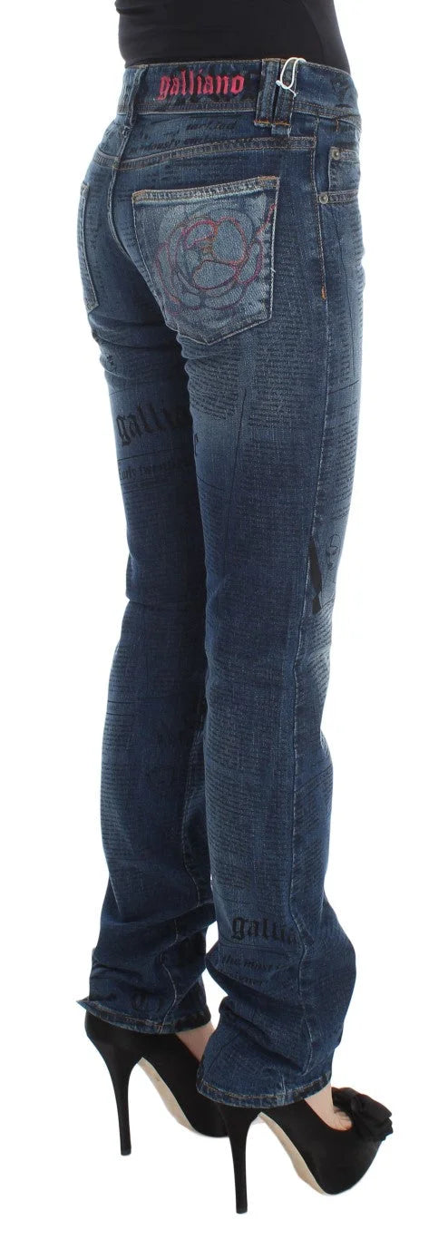 John Galliano Blue Wash Cotton Blend Slim Fit Bootcut Jeans - W26 - Jeans