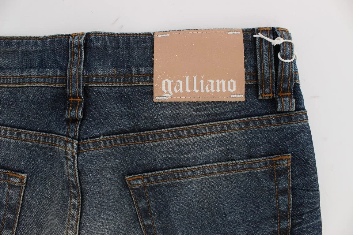 John Galliano Blue Wash Cotton Blend Slim Fit Jeans - Jeans