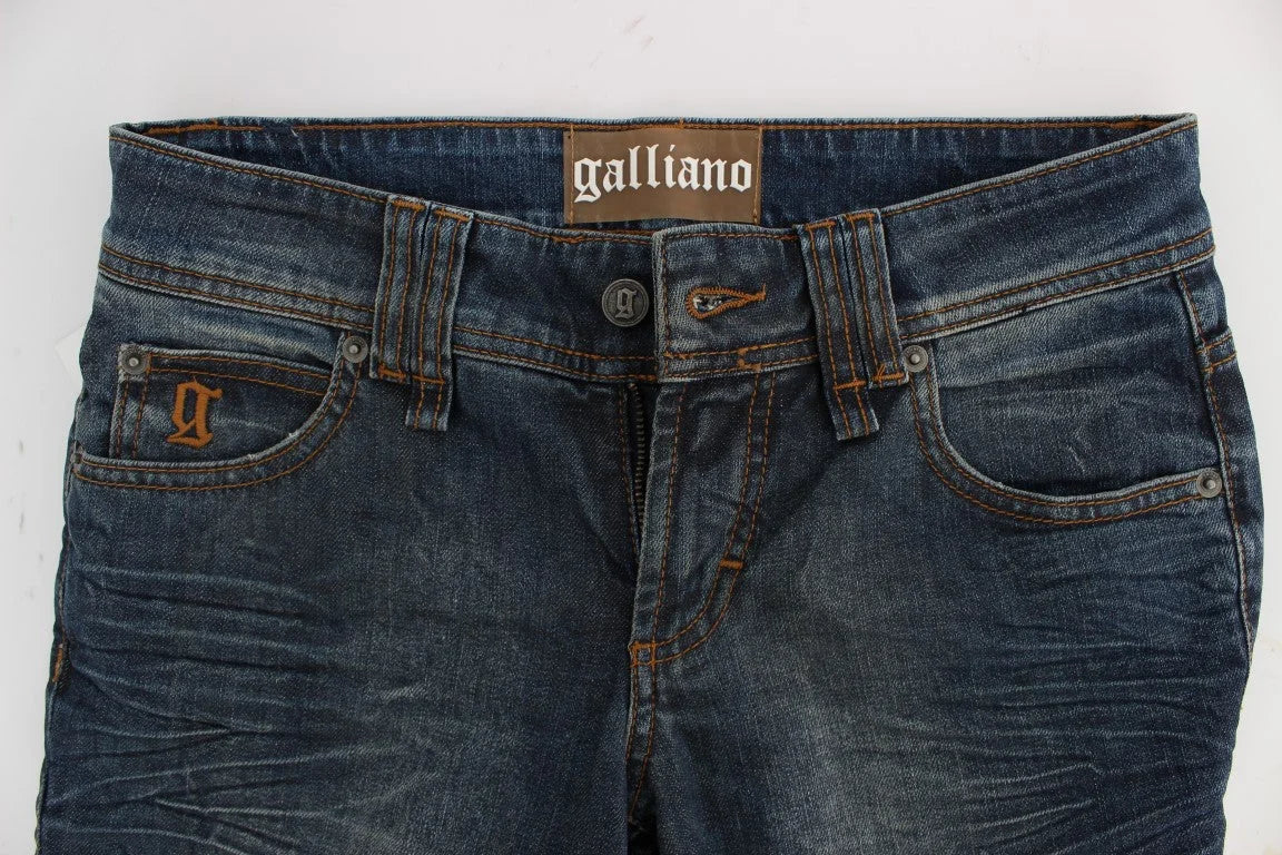 John Galliano Blue Wash Cotton Blend Slim Fit Jeans - Jeans