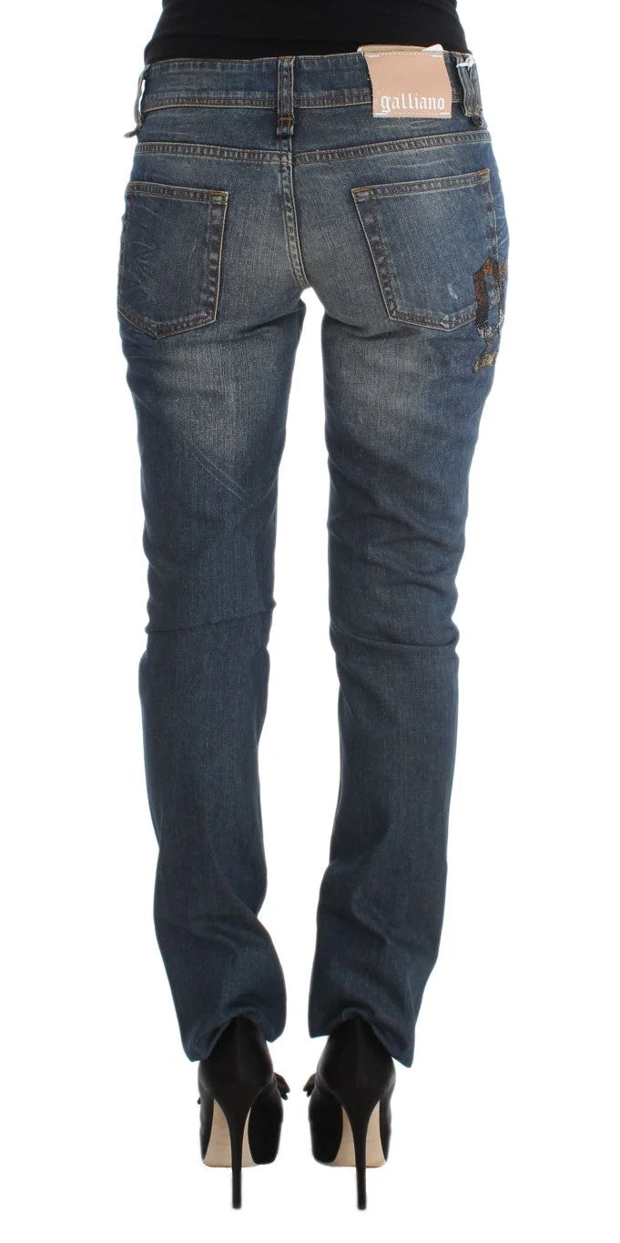 John Galliano Blue Wash Cotton Blend Slim Fit Jeans - Jeans