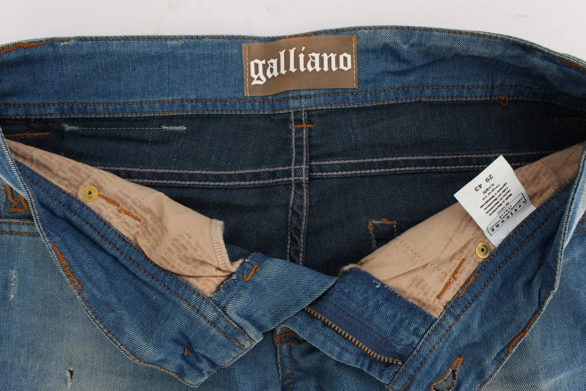 John Galliano Blue Wash Cotton Blend Slim Fit Jeans - W29