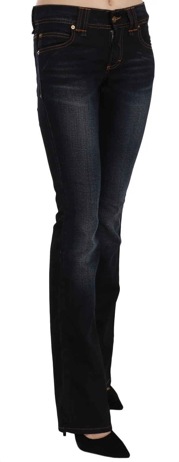 John Galliano Blue Washed Mid Waist Regular Leg Boot Cut Denim Jeans