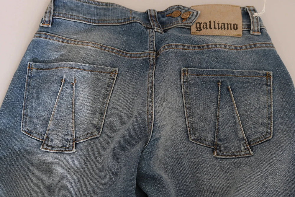 John Galliano Blue Washed Mid Waist Skinny Casual Denim Pants - W26 - Jeans