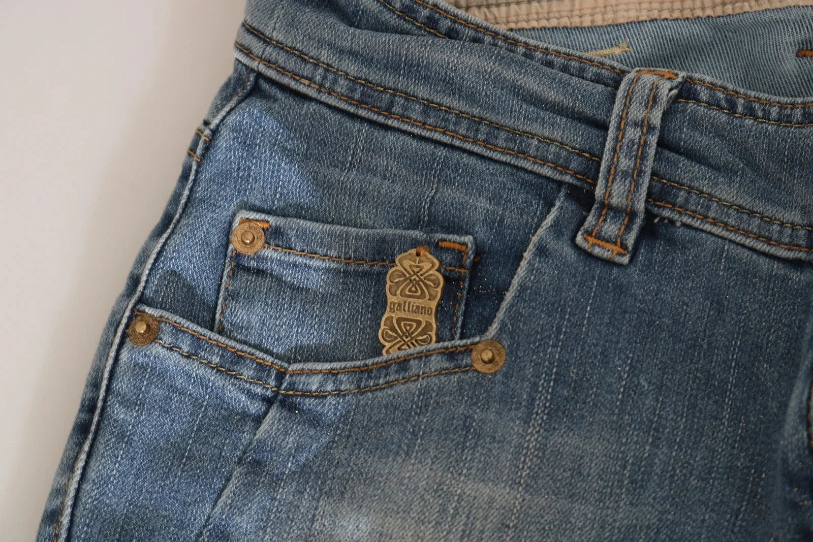 John Galliano Blue Washed Mid Waist Skinny Casual Denim Pants - W26 - Jeans