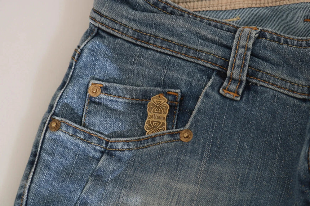 John Galliano Blue Washed Mid Waist Skinny Casual Denim Pants - W26 - Jeans