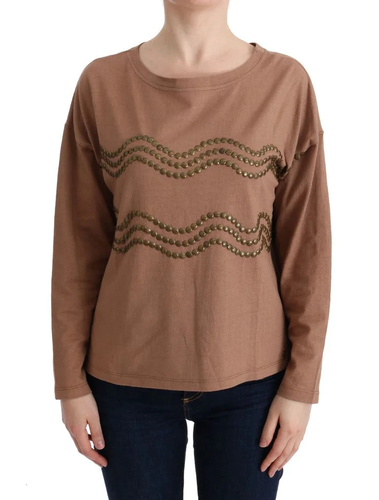 John Galliano Brown Cotton Studded Sweater - Sweaters