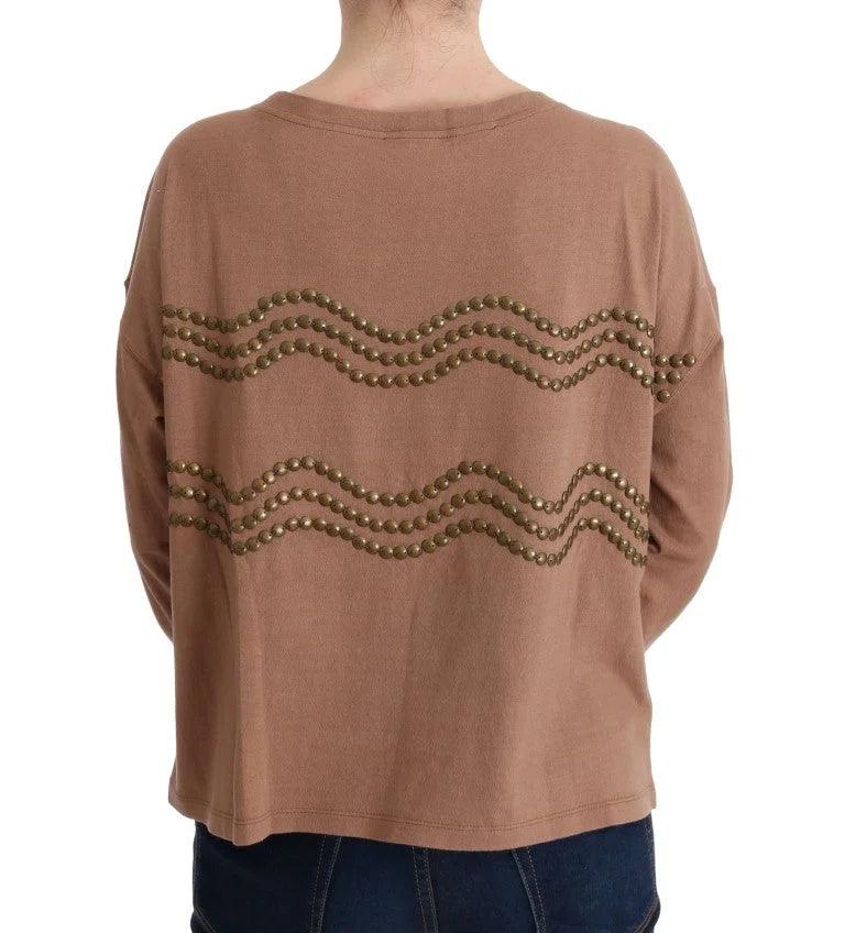 John Galliano Brown Cotton Studded Sweater - Sweaters